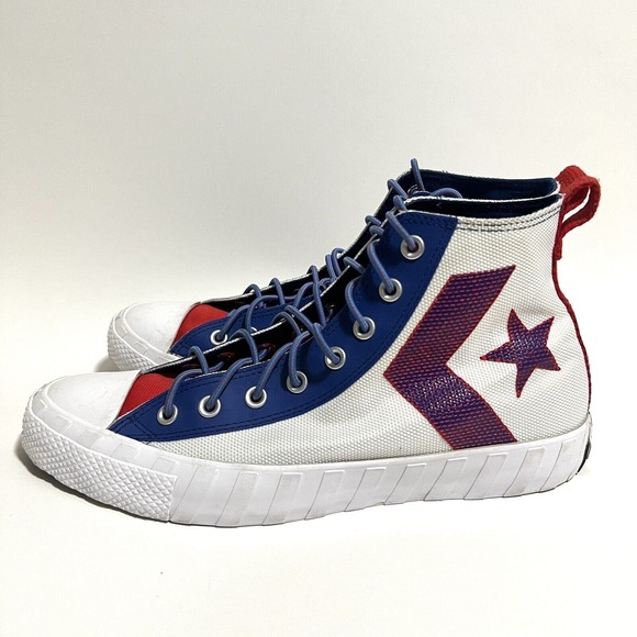 Converse UNT1TL3D Hi Top Canvas White/Rush Blue-University Red Mens Size 10 - Picture 3 of 9